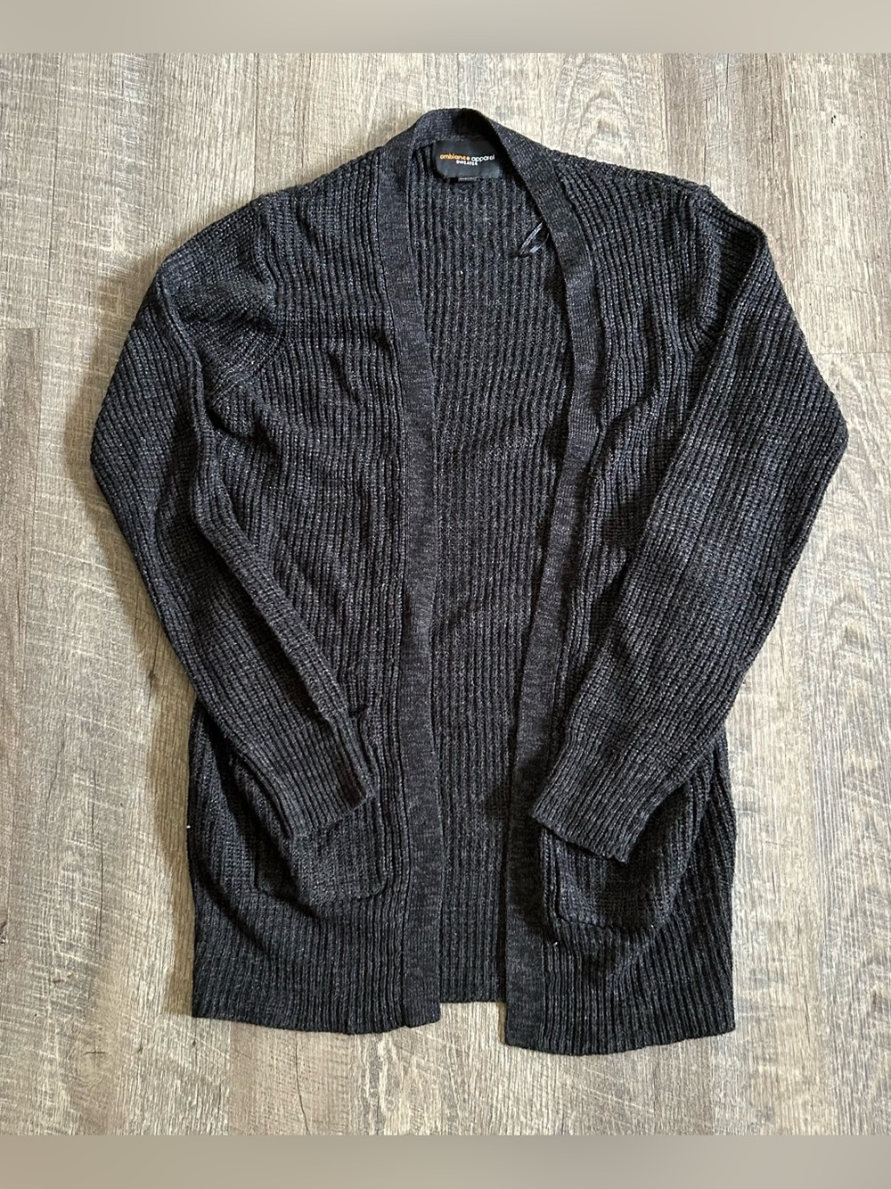 Ambiance Apparel Black Knit Cardigan Women’s Medium Long Sweater